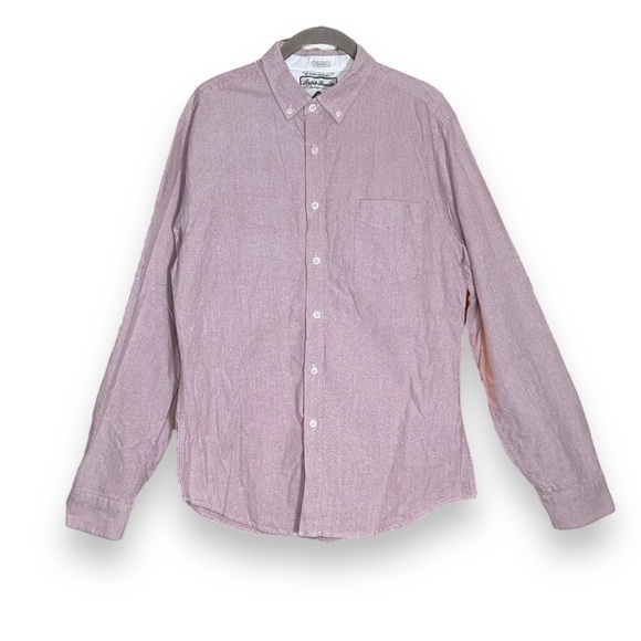 Antik Denim 100% Cotton Button Down Collar Shirt Size Large Pink Chambray - Picture 1 of 6